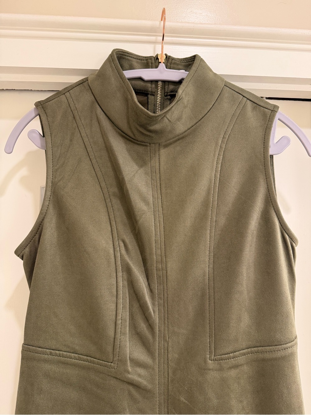 Rachel Zoe Olive Green Sleeveless Faux Leather Dress - Picture 2 of 7